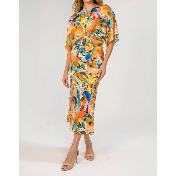 NEW LAVENDER BROWN adele tie front top shrug in nude orange - Picture 1 of 3